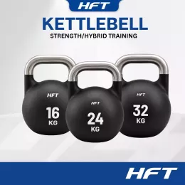 เคตเทิลเบล HFT 16/24/32 กก. Kettlebell Competition สีดำด้าน เหล็กหล่อเกรดแข่งขัน สำหรับฝึกที่บ้านและยิม