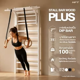 Stall Bar Wood Plus บันไดติดผนัง+Dip Bar ไม้ยางพารา 3 สี