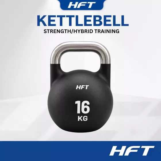 ดัมเบลหูหิ้ว kettlebell 16 กิโลกรัม เกรดแข่งขัน ด้ามจับ 34 มม จับถนัดมือ HomeFitTools