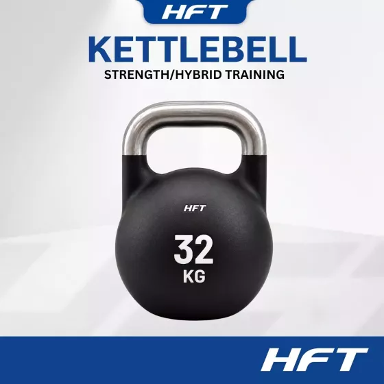 ดัมเบลหูหิ้ว kettlebell 32 กิโลกรัม เกรดแข่งขัน ด้ามจับ 34 มม จับถนัดมือ HomeFitTools