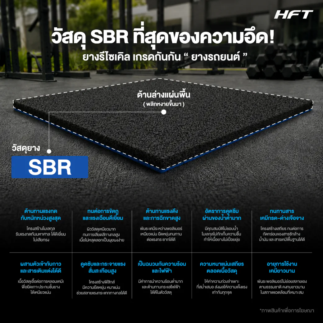 แผ่นยางปูพื้นภายนอก Outdoor SBR รุ่น OS ปูใช้งานจริงพื้นที่ฟิตเนสกลางแจ้ง 10