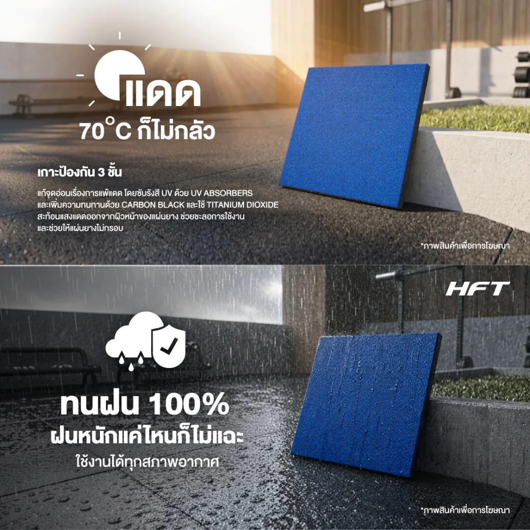 แผ่นยางปูพื้นภายนอก Outdoor SBR รุ่น OS ปูใช้งานจริงพื้นที่ฟิตเนสกลางแจ้ง 5