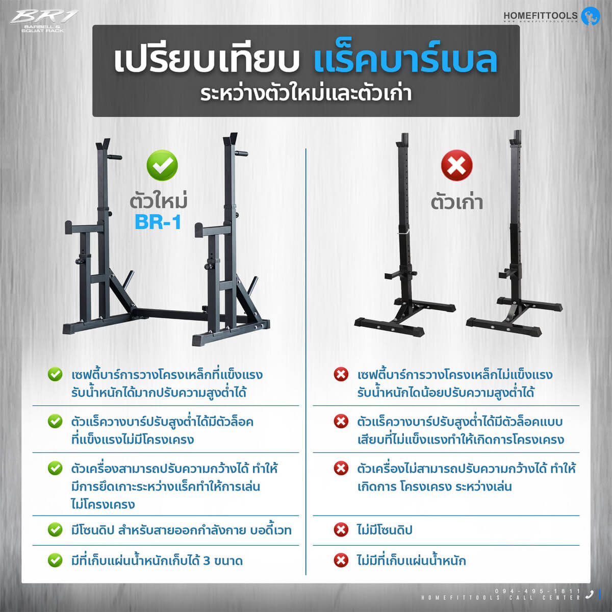 เปรียบเทียบ แร็คบาร์เบลระหว่างแร็คบาร์เบล ชั้นวางบาร์เบล แท่นวางบาร์เบลและตัวเก่า