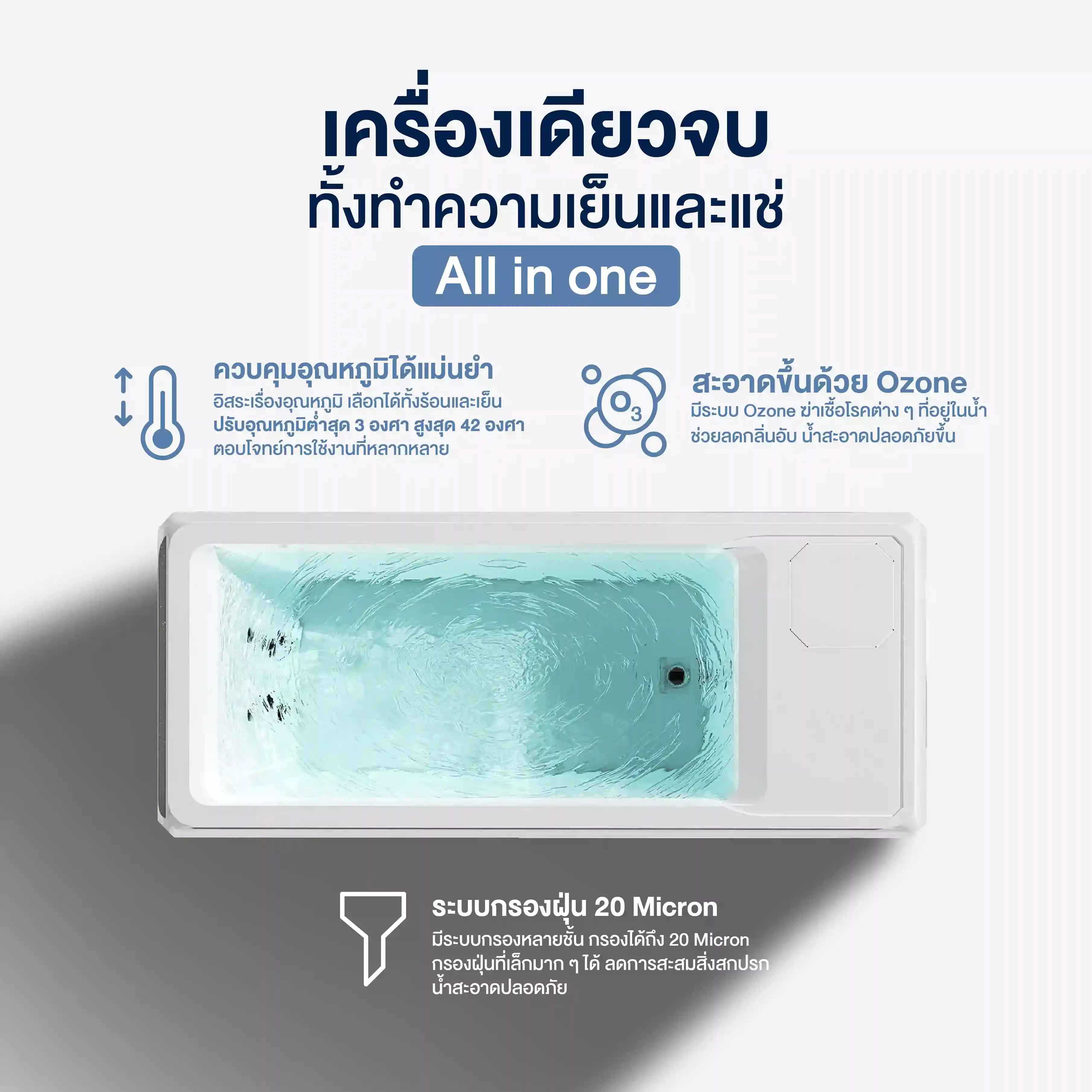 คุณสมบัติเด่นของ อ่างแช่น้ำเย็น Ice Bath All in one เครื่องเดียวจบทั้งทำความเย็นและแช่