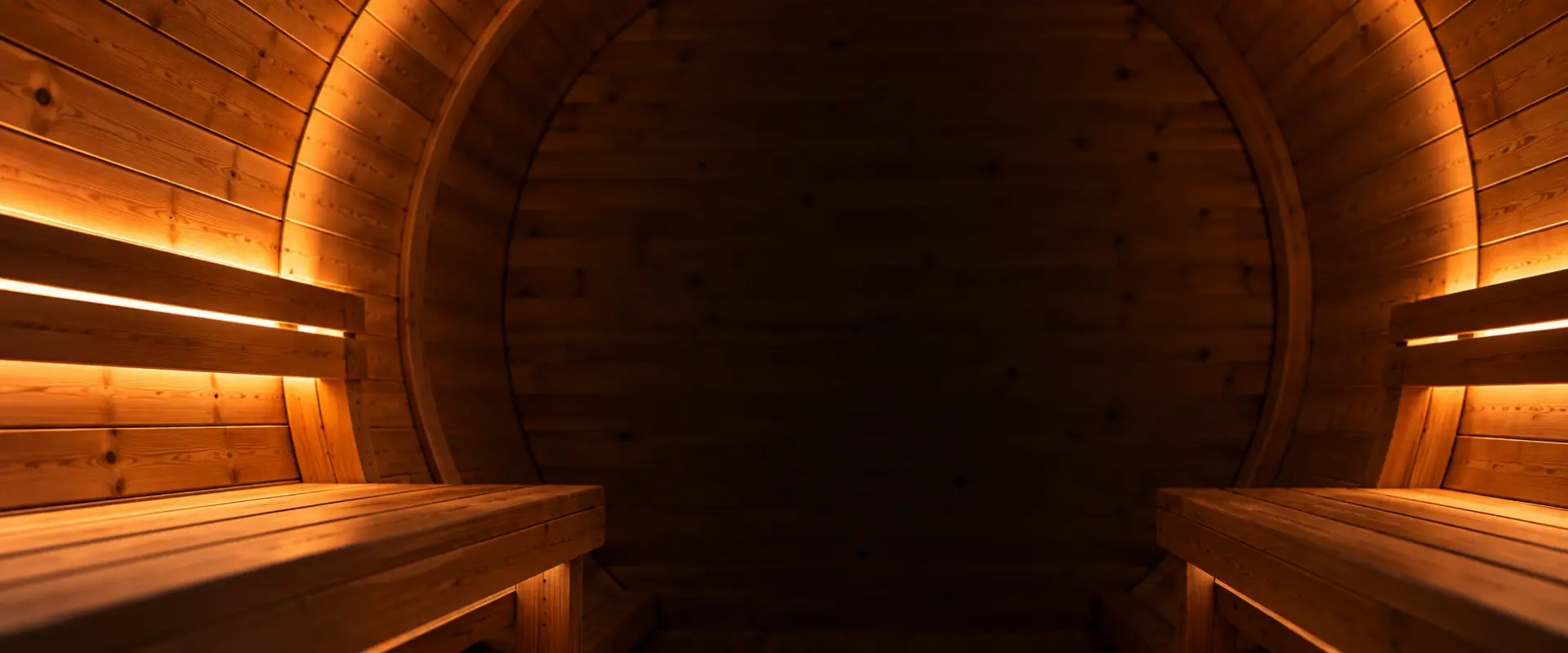 ภาพแนวคิด Barrel Sauna ทรงถังกลมบนลานพักผ่อน