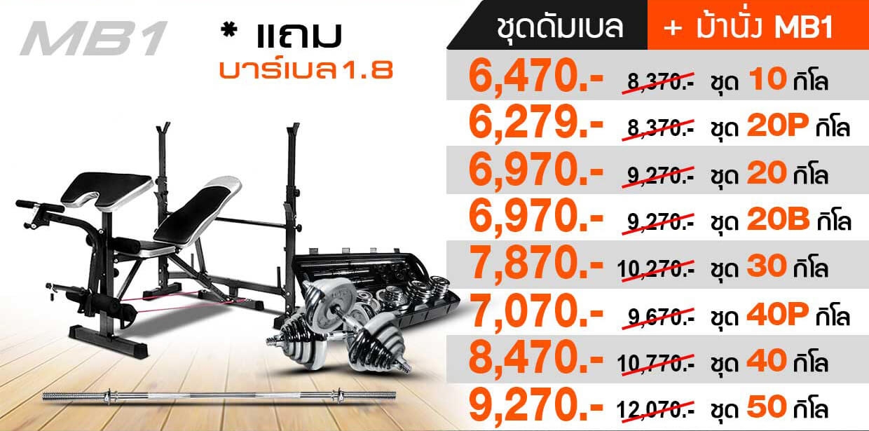 โปรโมชั่นดัมเบล ลดสูงสุด 50% ลดล้างสต็อค ดัมเบลปรับน้ำหนัก ราคาถูก