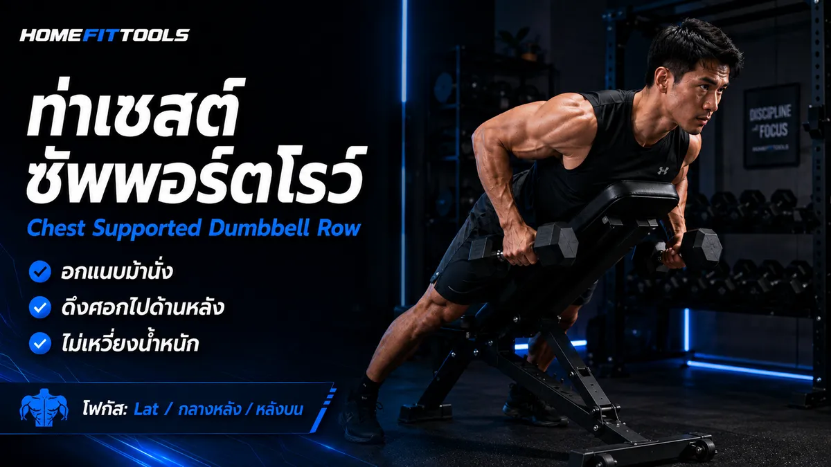 การเล่นหลังด้วยดัมเบล ท่าเชสต์ซัพพอร์ตโรว์ (Chest Supported Dumbbell Row)