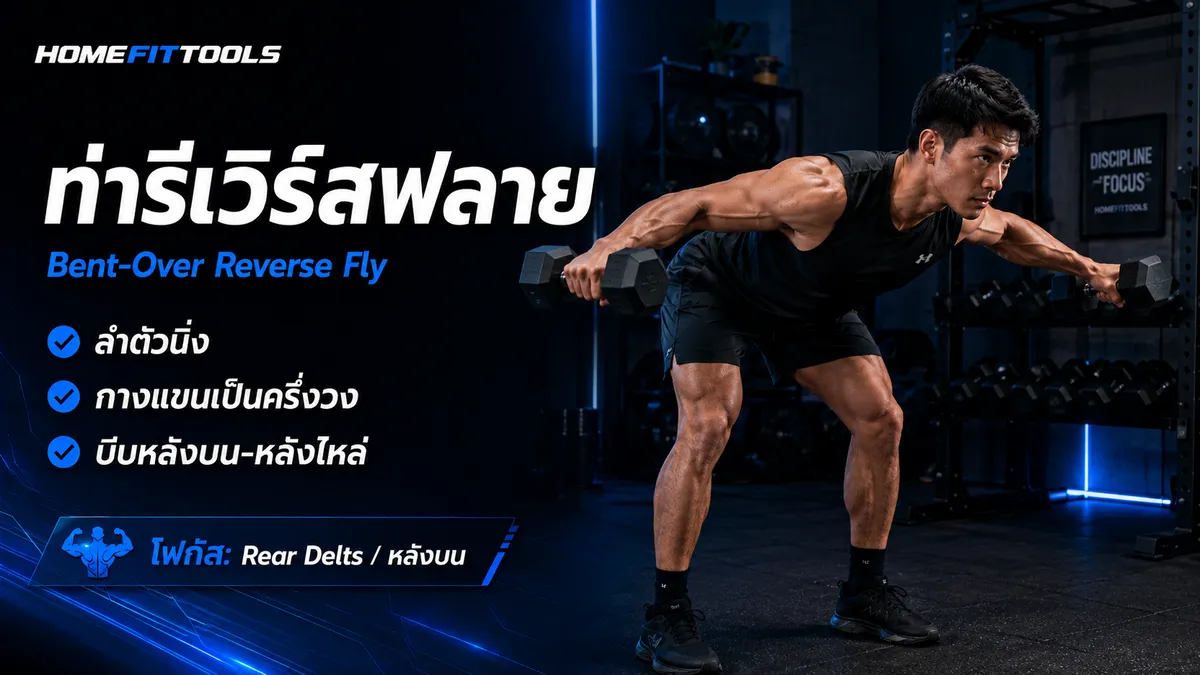 การเล่นหลังด้วยดัมเบล ท่ารีเวิร์สฟลาย (Bent-Over Reverse Fly)
