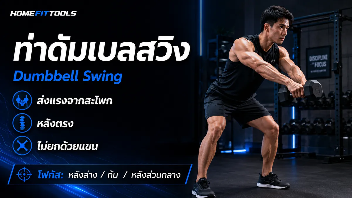 ท่าบริหารหลังด้วยดัมเบล Dumbbell Swing