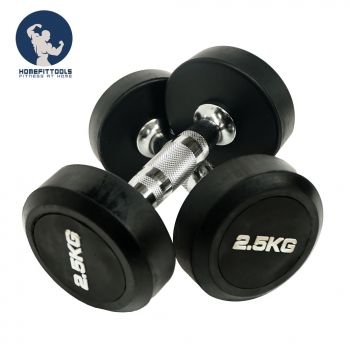 ดัมเบลยาง ดัมเบลหุ้มยาง (Rubber Dumbbells)  แบบกลม 2.5 Kg. 1 คู่