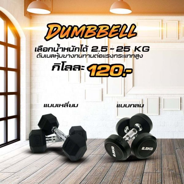 ดัมเบลยาง ดัมเบลหุ้มยาง ดัมเบลฟิตเนส (Rubber Dumbbells)