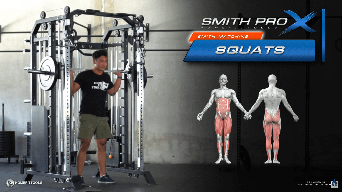ท่า Squats ท่าออกกําลังกาย ลดทุกส่วน ท่าเล่นเครื่องสมิทแมชชีน Smith Machine