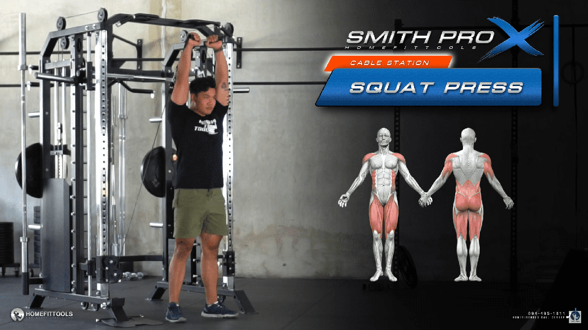 ท่าออกกําลังกาย ลดทุกส่วน ท่าเล่นเครื่องสมิทแมชชีน Smith Machine ท่า Squat Press