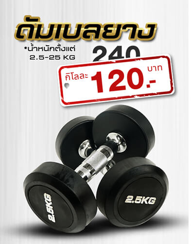 ดัมเบลยาง 20kg rubber dumbbell