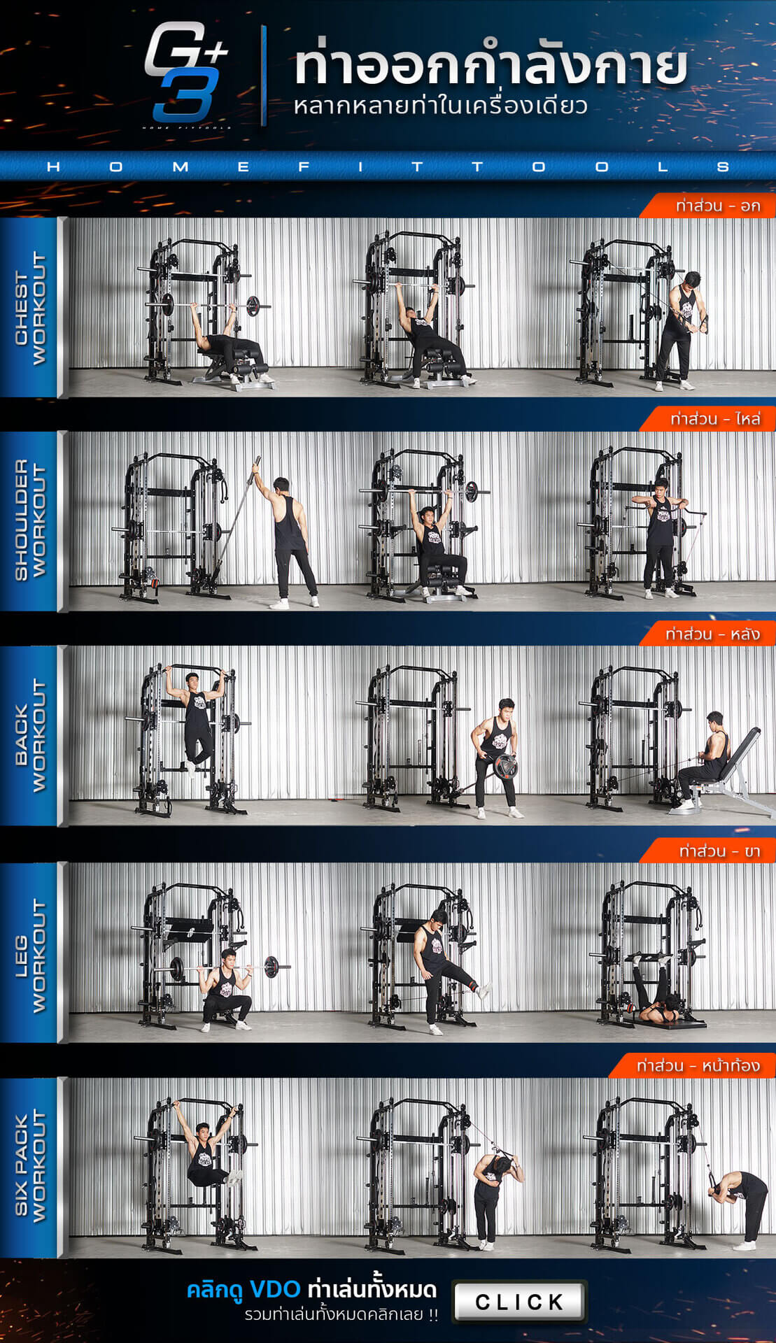 ท่าเล่นสมิทแมชชีน Smith machine G3+